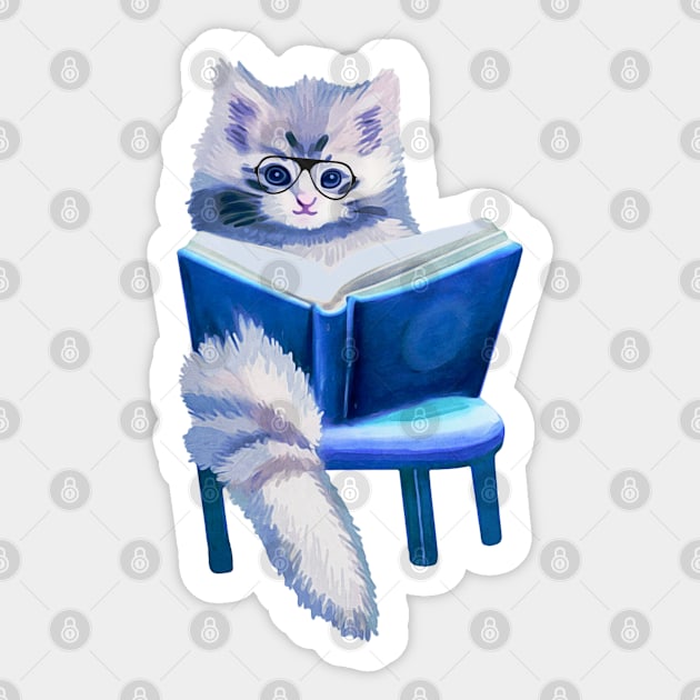 Book Reading Kitty Sticker by KC Morcom aka KCM Gems n Bling aka KCM Inspirations